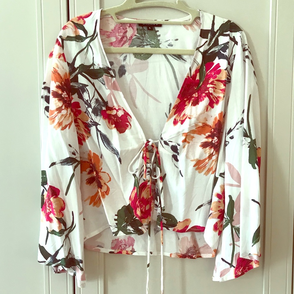 Floral Blouse Tie Front Size S